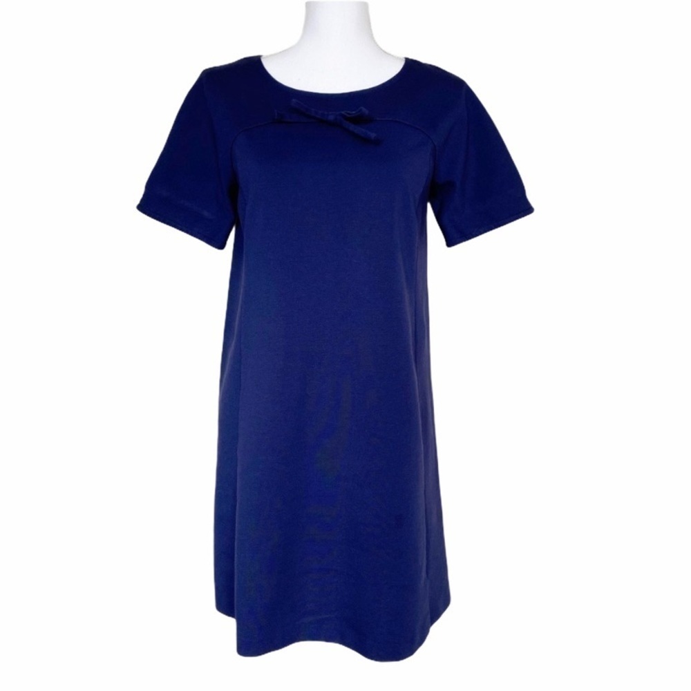 Boden Short Sleeve Shift Dress Knee-Length Round Neck Navy Blue Size 6